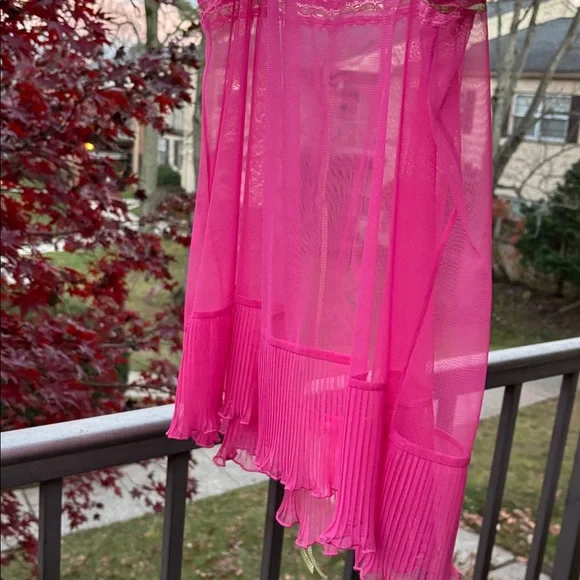 Vintage y2k Victoria Secret Large Pink Green Sheer Milkmaid Babydoll Slip Dress - Picture 8 of 17